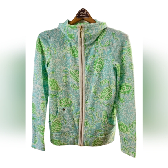 Lilly Pulitzer Leona Zip-Up Sweatshirt. Get Crackin'. Lightweight - Picture 2 of 9